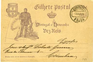 Bilhete postal remetido para José Augusto Lobato Guerra