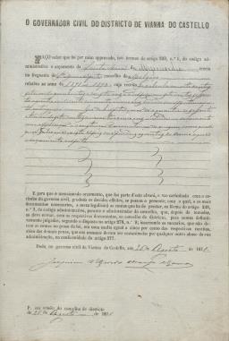 Orçamento para o ano 1871-1872 aprovado pelo Governador Civil de Viana Civil 