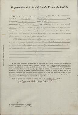 Orçamento para o ano 1873-1874 aprovado pelo Governador Civil de Viana Civil 