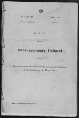 Livro do recenseamento eleitoral, recenseamento dos eleitores da Assembleia Nacional e do Presidente da República.
